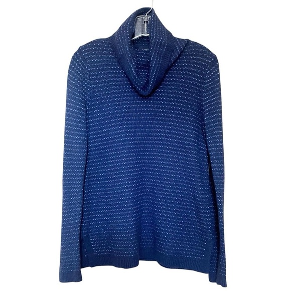 Lands End Cowlneck Sweater Women’s XS Navy Blue Turtleneck Pullover Classic Cozy - Picture 8 of 8